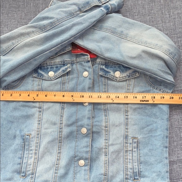 BBJ Los Angeles Women's Jacket Plaid Denim Jean Red Blue Flannel Medium Apparel - Picture 7 of 8